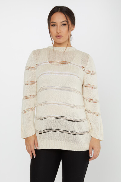 Knitted Sweater Two-Tone Beige - 30298 | KAZEE (Set of 3 M-L-XL) 