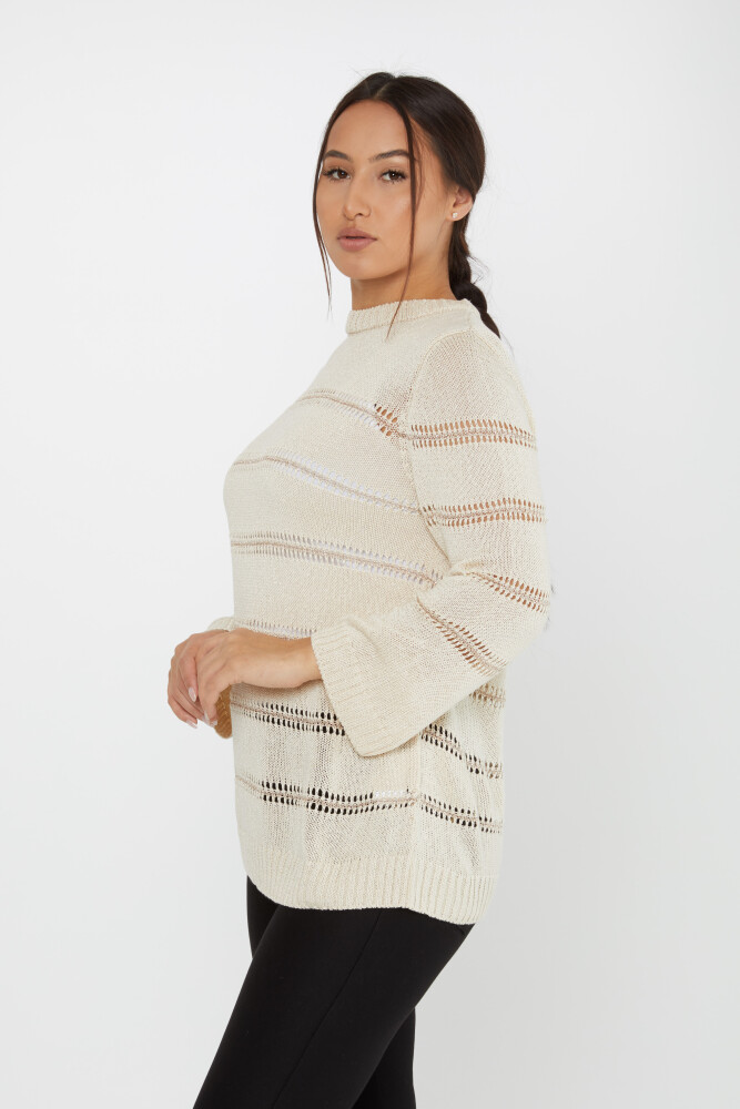 Knitted Sweater Two-Tone Beige - 30298 | KAZEE (Set of 3 M-L-XL) - 2