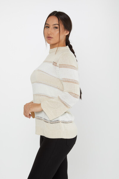 Knitted Sweater Two-Tone Beige-Bone - 30298 | KAZEE (Set of 3 M-L-XL) - 2