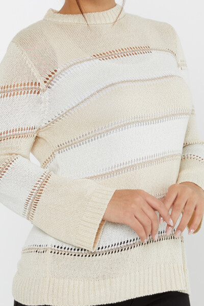 Knitted Sweater Two-Tone Beige-Bone - 30298 | KAZEE (Set of 3 M-L-XL) - 4