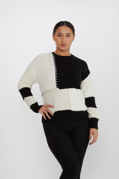 Knitted Sweater Two-Tone Black-Ecru - 30918 | KAZEE (Set of 4 S-M-L-XL) - 1