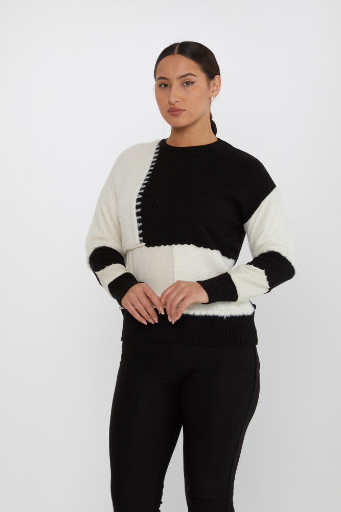 Knitted Sweater Two-Tone Black-Ecru - 30918 | KAZEE (Set of 4 S-M-L-XL) - 2