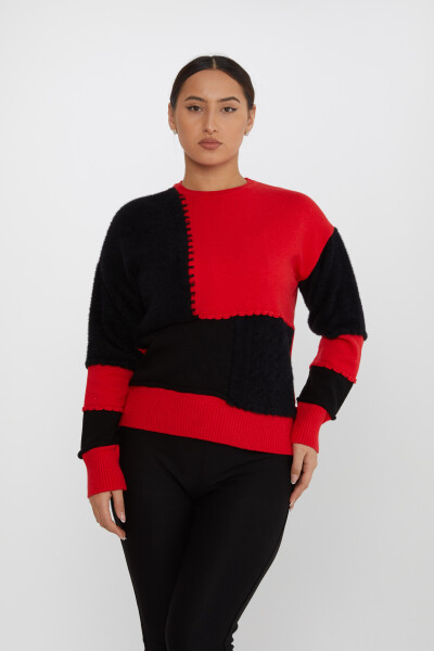 Knitted Sweater Two-Tone Black-Red - 30918 | KAZEE (Set of 4 S-M-L-XL) 