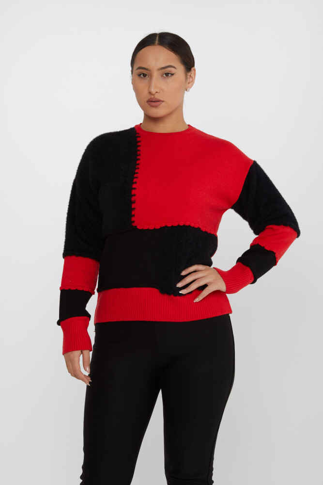 Knitted Sweater Two-Tone Black-Red - 30918 | KAZEE (Set of 4 S-M-L-XL) - 2