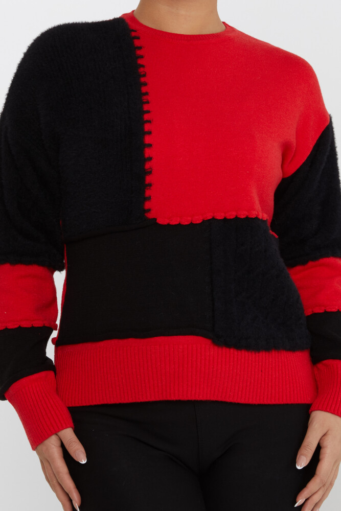 Knitted Sweater Two-Tone Black-Red - 30918 | KAZEE (Set of 4 S-M-L-XL) - 3