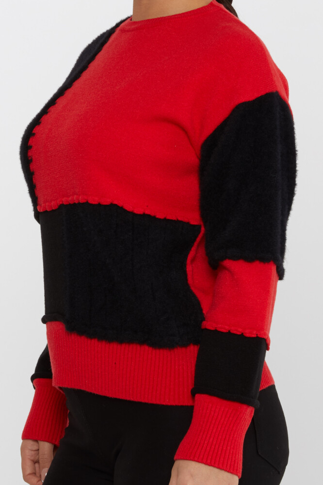 Knitted Sweater Two-Tone Black-Red - 30918 | KAZEE (Set of 4 S-M-L-XL) - 4