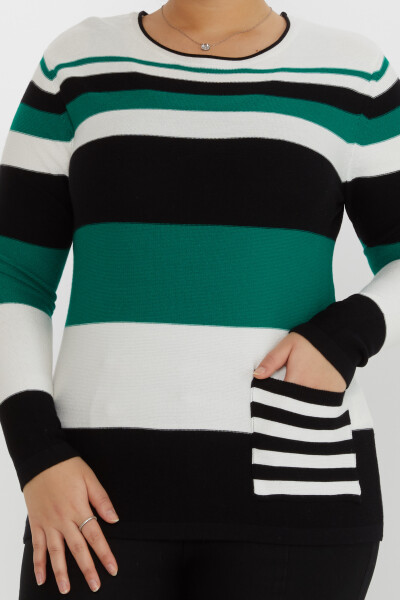 Knitted Sweater Two-Tone White-Green - 31285 | KAZEE (Set of 3 L-XL-2XL) - 2