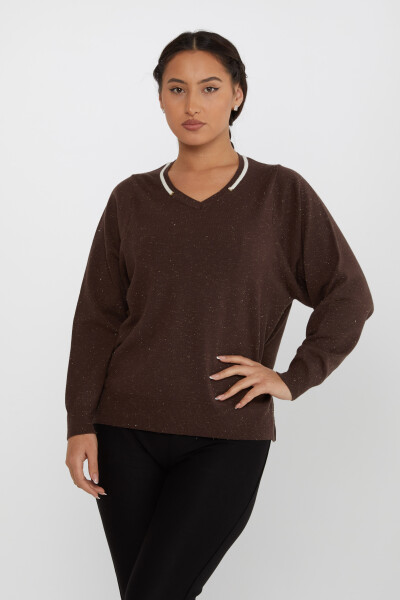 Knitted Sweater V Neck Brown - 31649 | KAZEE (Set of 3 L-XL-2XL) 