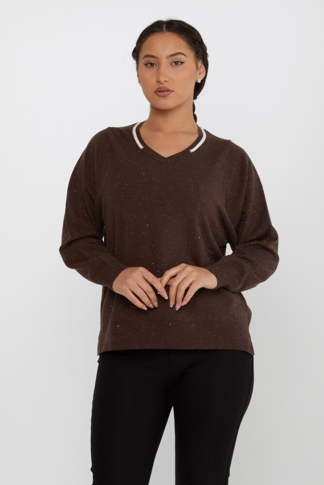 Knitted Sweater V Neck Brown - 31649 | KAZEE (Set of 3 L-XL-2XL) - 2