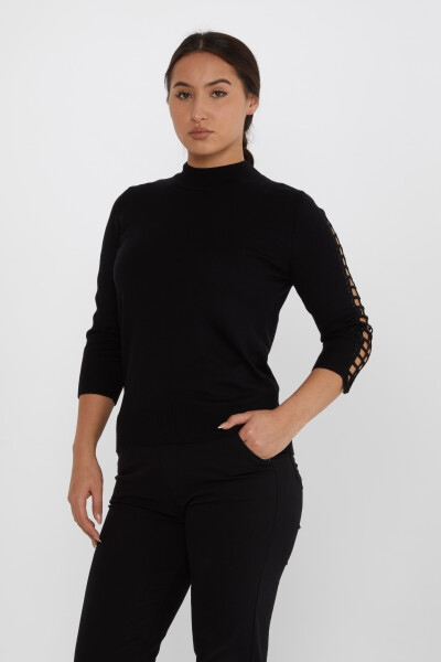 Knitted Sweater Window Sleeve Black - 31245 | KAZEE (Set of 3 M-L-XL) 