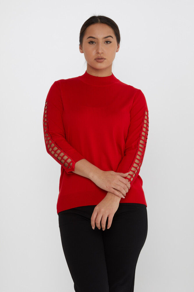 Knitted Sweater Window Sleeve Red - 31245 | KAZEE (Set of 3 M-L-XL) - 1