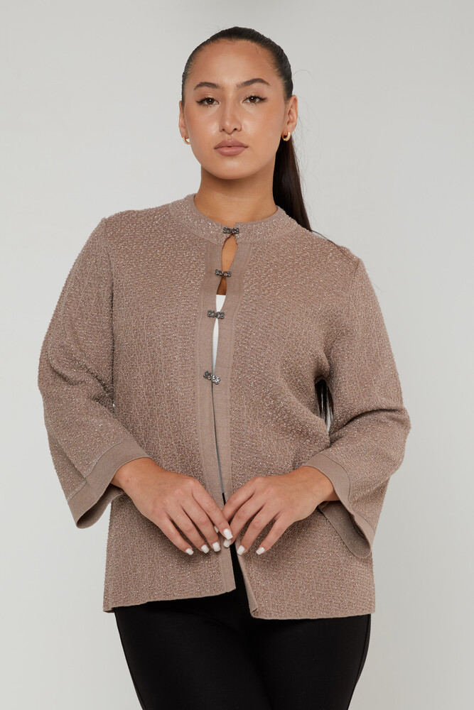 Strickjacke mit Glitzer-Übergang, langärmlig, Nerz – 30710 | KAZEE (4er-Set M-L-XL-2XL) - 2