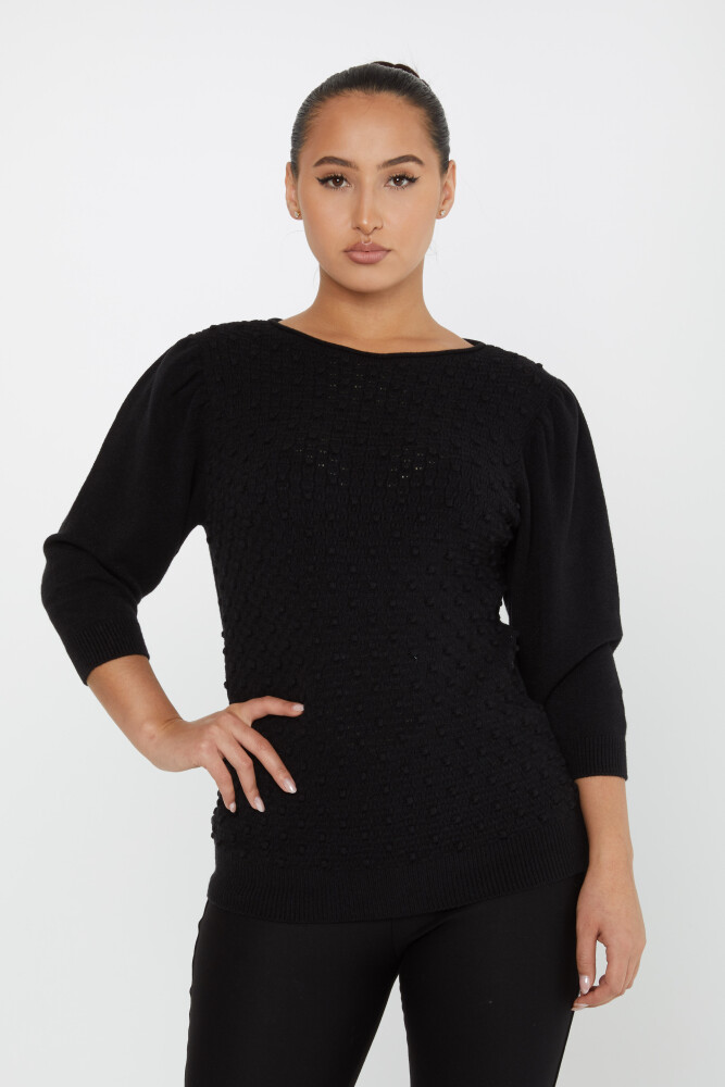 Knitted Sweater Balloon Sleeve Black - 30340 | KAZEE (Set of 4 S-M-L-XL) - 1