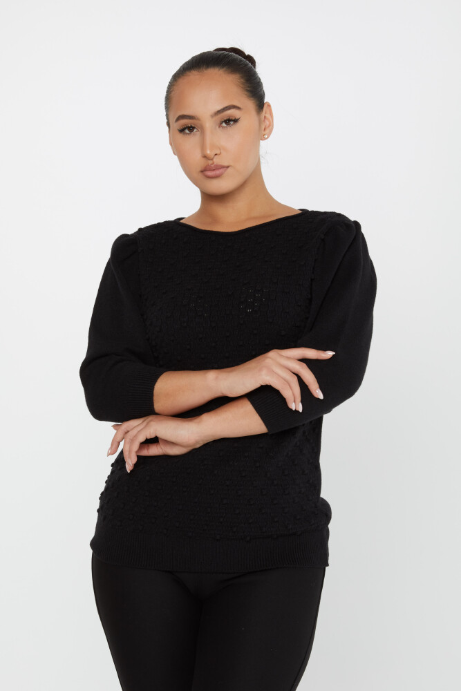 Knitted Sweater Balloon Sleeve Black - 30340 | KAZEE (Set of 4 S-M-L-XL) - 2