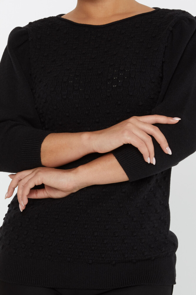 Knitted Sweater Balloon Sleeve Black - 30340 | KAZEE (Set of 4 S-M-L-XL) - 3