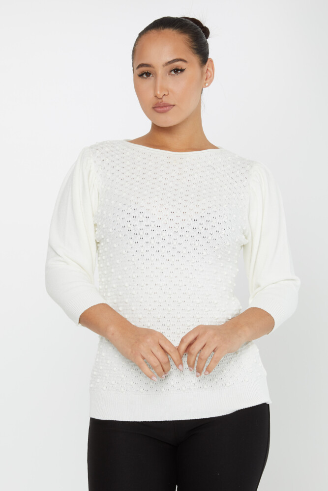 Knitted Sweater Balloon Sleeve Ecru - 30340 | KAZEE (Set of 4 S-M-L-XL) - 1