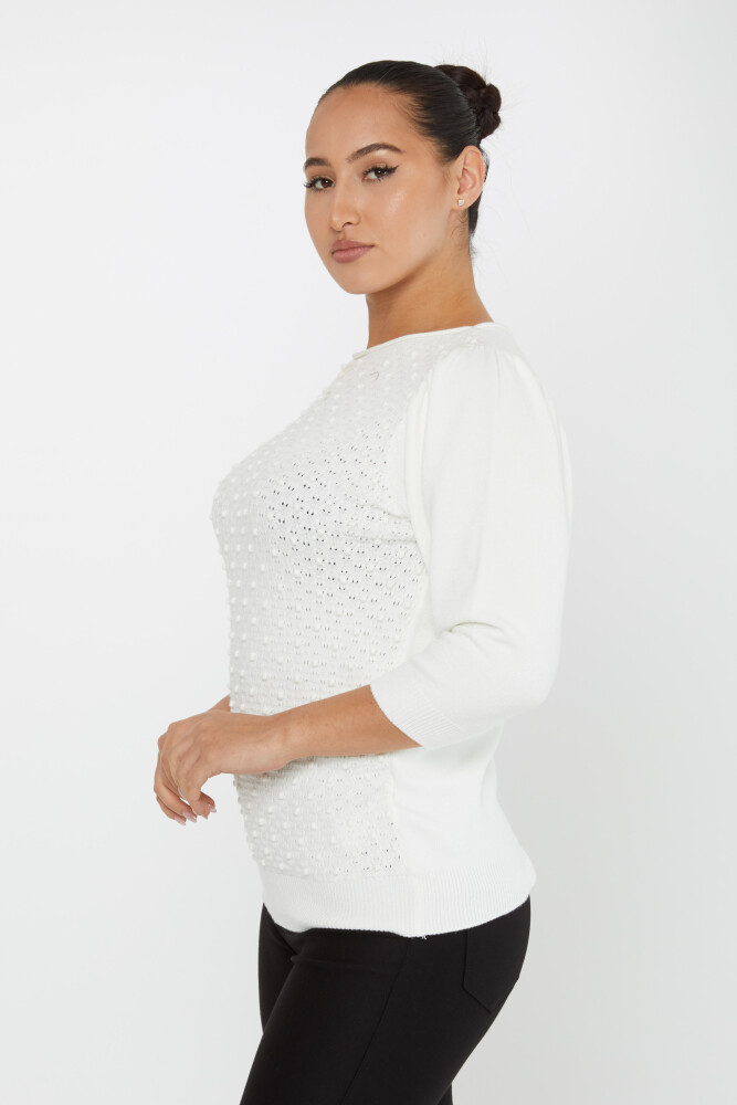 Knitted Sweater Balloon Sleeve Ecru - 30340 | KAZEE (Set of 4 S-M-L-XL) - 2