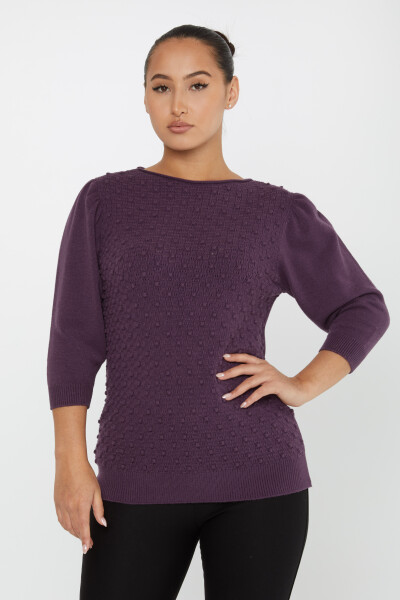 Knitwear Sweater with Balloon Sleeves Purple - 30340 | KAZEE (Set of 4 S-M-L-XL) - 2