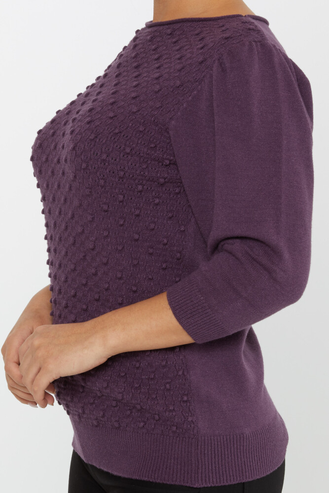 Knitwear Sweater with Balloon Sleeves Purple - 30340 | KAZEE (Set of 4 S-M-L-XL) - 4