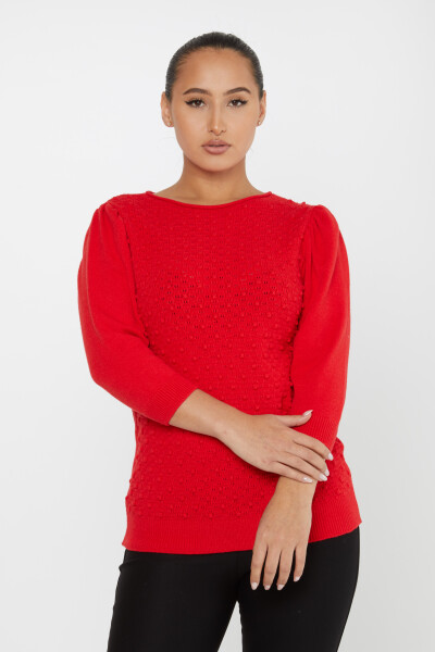 Knitted Sweater Balloon Sleeve Red - 30340 | KAZEE (Set of 4 S-M-L-XL) - 2