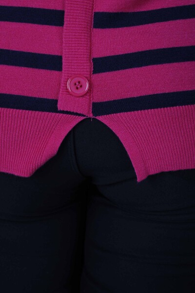 Knitted Sweater Button Detailed Black-Fuchsia - 2425-31028 | KAZEE (Set of 2 M-2) - Thumbnail