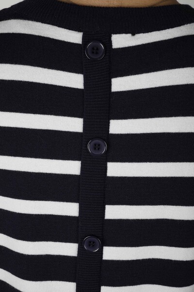 Knitted Sweater Button Detailed Navy Blue-Ecru - 2425-31028 | KAZEE (Set of 2 M-2) - Thumbnail