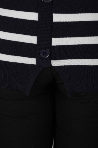 Knitted Sweater Button Detailed Navy Blue-Ecru - 2425-31028 | KAZEE (Set of 2 M-2) - Thumbnail