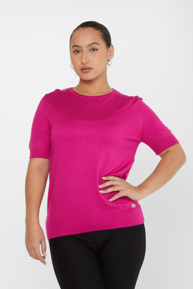 Knitted Sweater Short Sleeve Fuchsia - 16271 | KAZEE (Set of 4 L-XL-2XL-3XL) - 1