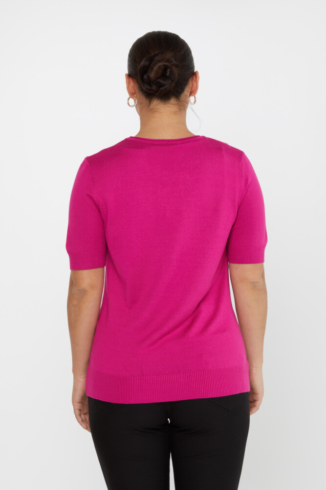 Knitted Sweater Short Sleeve Fuchsia - 16271 | KAZEE (Set of 4 L-XL-2XL-3XL) - 5