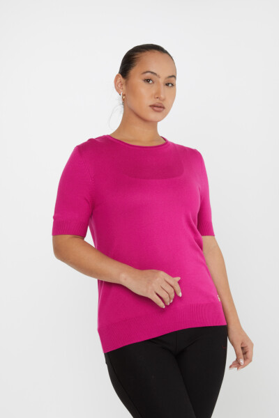 Knitted Sweater Short Sleeve Fuchsia - 16271 | KAZEE (Set of 4 L-XL-2XL-3XL) - 2