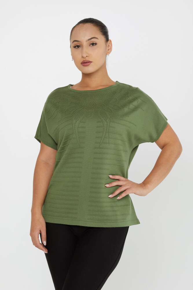 Knitted Sweater Short Sleeve Khaki - 30870 | KAZEE (Set of 3 L-XL-2XL) - 1