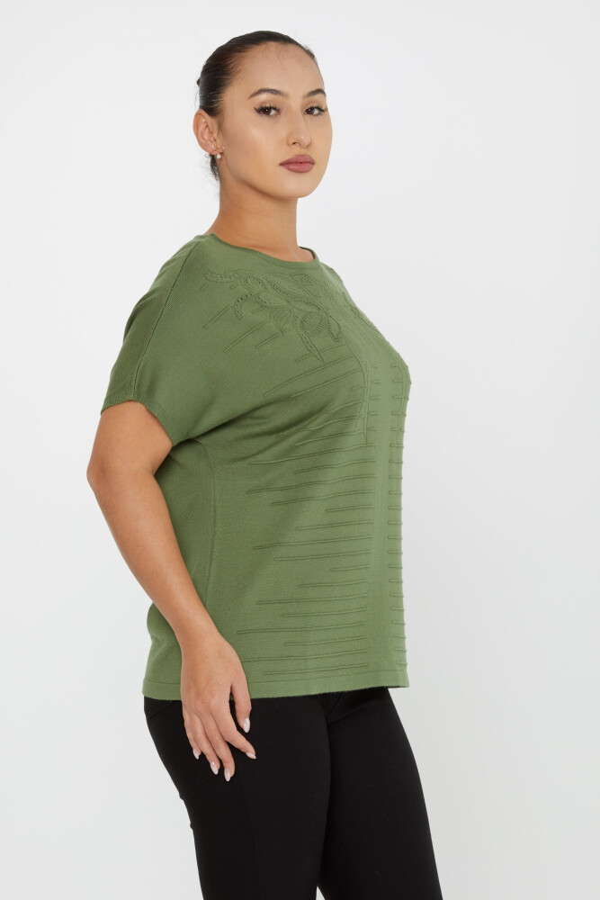 Knitted Sweater Short Sleeve Khaki - 30870 | KAZEE (Set of 3 L-XL-2XL) - 2