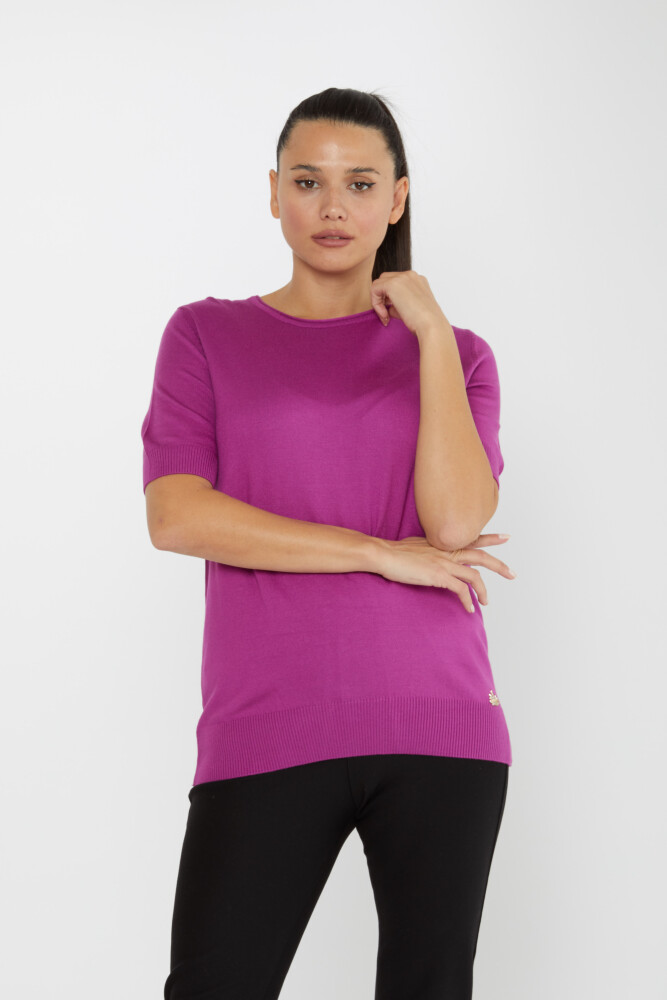 Knitted Sweater Short Sleeve Lilac - 16271 | KAZEE (Set of 4 L-XL-2XL-3XL) - 1