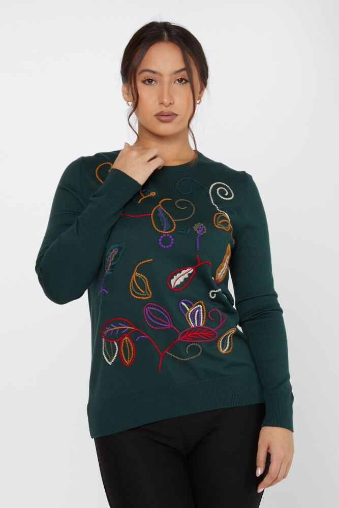 Knitwear Sweater Leaf Embroidered Nefti - 31276 | KAZEE (Set of 3 L-XL-2XL) - 1