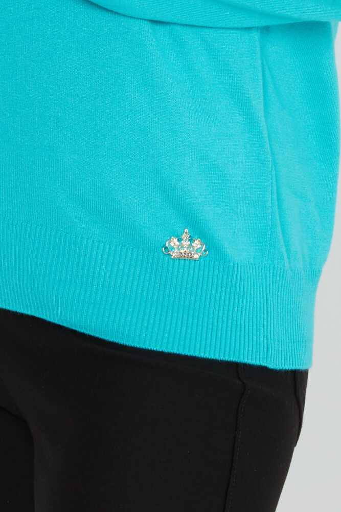 Knitted Sweater Logo Detailed Turquoise - 30613 | KAZEE (Set of 3 S-M-L) - 4