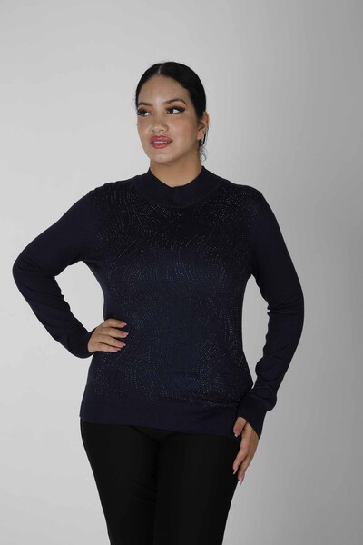 Knitted Sweater Long Sleeve Navy Blue - 30687 | KAZEE (Set of 3 L-XL-2XL) - Thumbnail