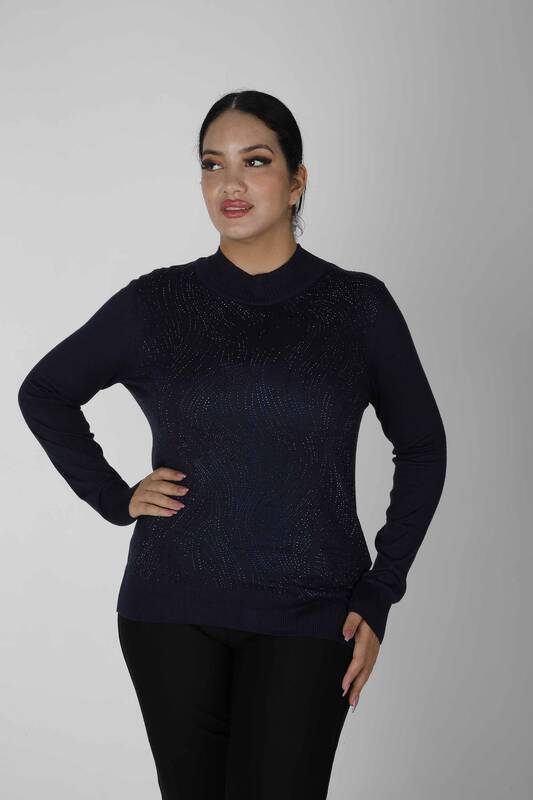 Knitted Sweater Long Sleeve Navy Blue - 30687 | KAZEE (Set of 3 L-XL-2XL)