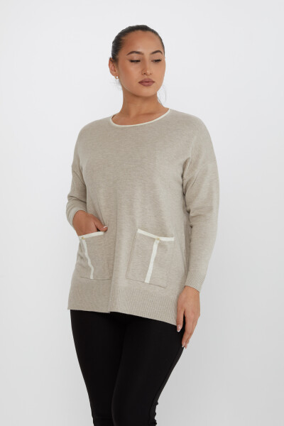 Knitwear Sweater Pocket Detailed Mink - 31390 | KAZEE (Set of 3 XL-2XL-3XL) 