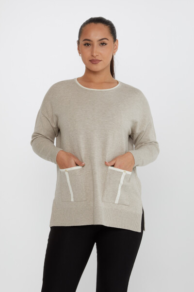 Knitwear Sweater Pocket Detailed Mink - 31390 | KAZEE (Set of 3 XL-2XL-3XL) - 2