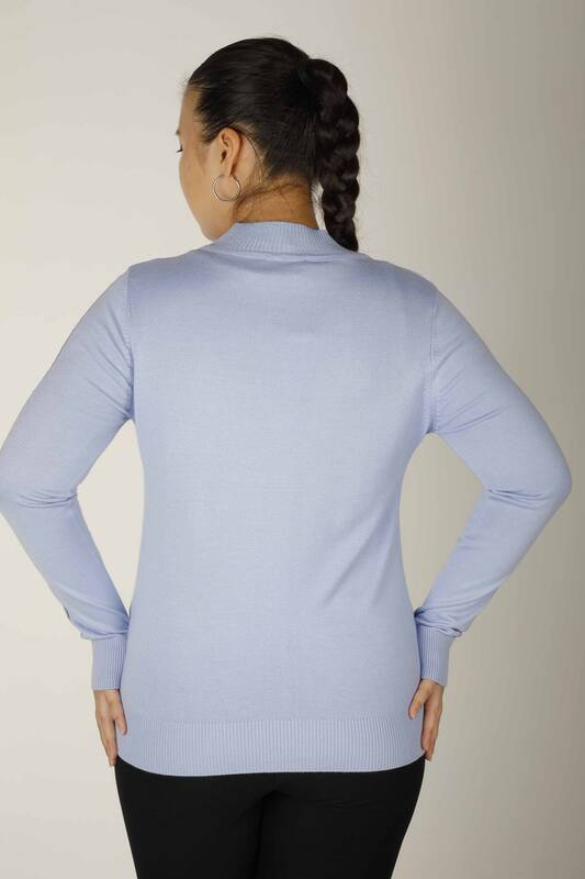 Knitted Sweater Pocket Stone Patterned Light Blue - 30473 | KAZEE (Set of 4 L-XL-2XL-3XL)