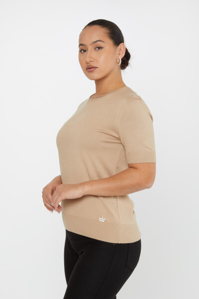 Knitted Sweater Short Sleeve Beige - 16271 | KAZEE (Set of 4 L-XL-2XL-3XL) - 2