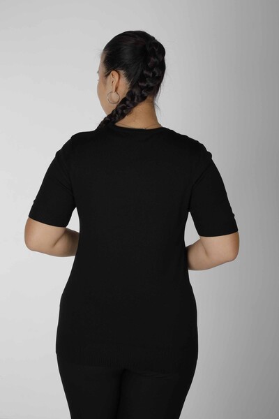 Knitted Sweater Short Sleeve Black - 15943 | KAZEE (Set of 3 S-M-L) - Thumbnail