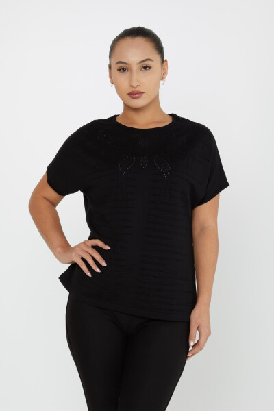 Knitted Sweater Short Sleeve Black - 30870 | KAZEE (Set of 3 L-XL-2XL) - 2