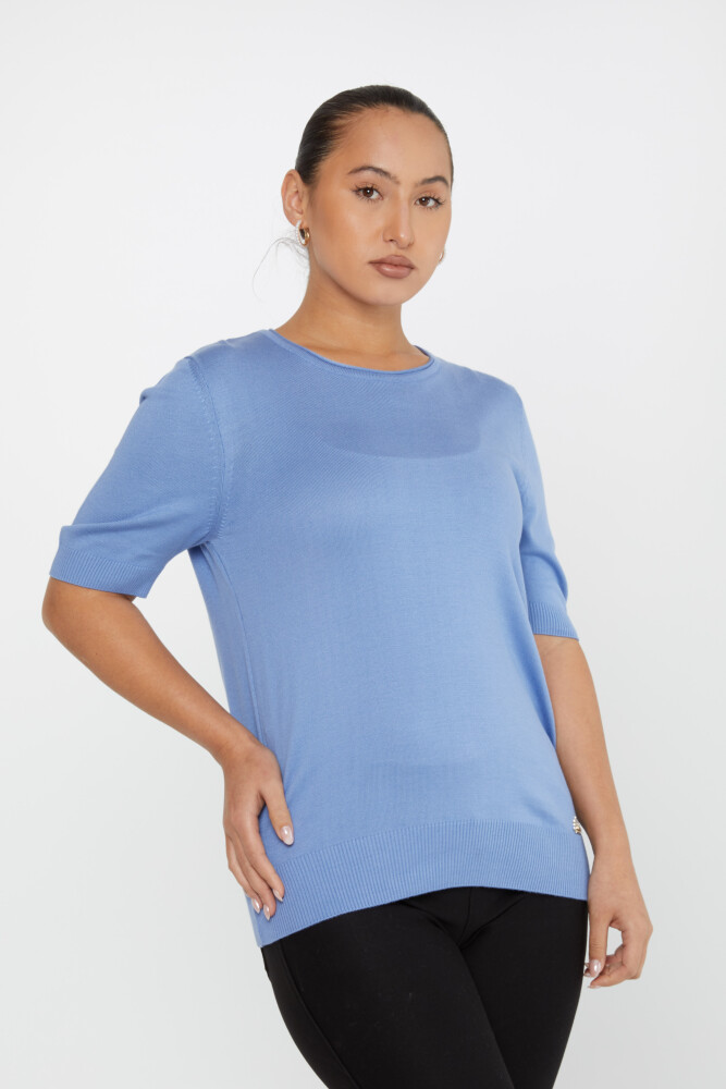 Knitted Sweater Short Sleeve Blue - 16271 | KAZEE (Set of 4 L-XL-2XL-3XL) - 1