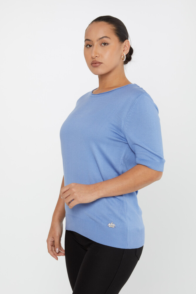 Knitted Sweater Short Sleeve Blue - 16271 | KAZEE (Set of 4 L-XL-2XL-3XL) - 2