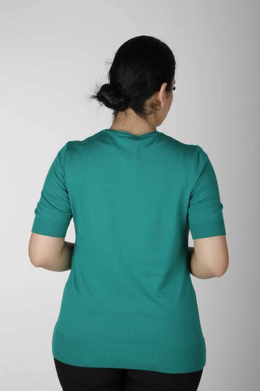 Knitted Sweater Short Sleeve Emerald - 15943 | KAZEE (Set of 3 S-M-L)