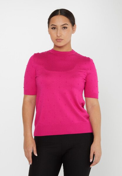 Knitted Sweater Short Sleeve Fuchsia - 30131 | KAZEE (Set of 4 M-L-XL-2XL) - 2