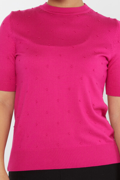 Knitted Sweater Short Sleeve Fuchsia - 30131 | KAZEE (Set of 4 M-L-XL-2XL) - 3