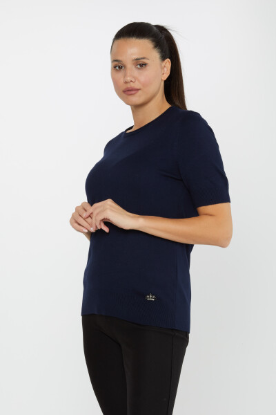 Knitted Sweater Short Sleeve Navy Blue - 16271 | KAZEE (Set of 4 L-XL-2XL-3XL) 