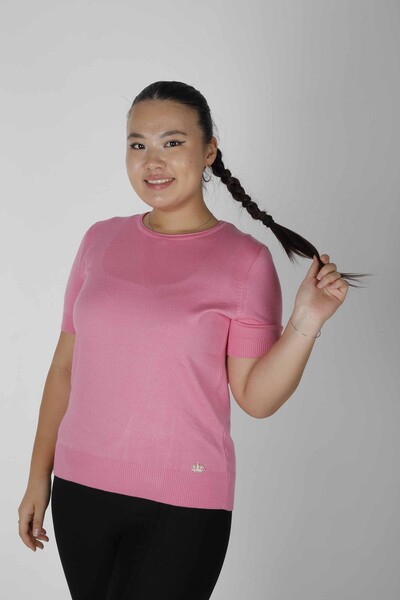 Knitted Sweater Short Sleeve Pink - 15943 | KAZEE (Set of 3 S-M-L) - Thumbnail